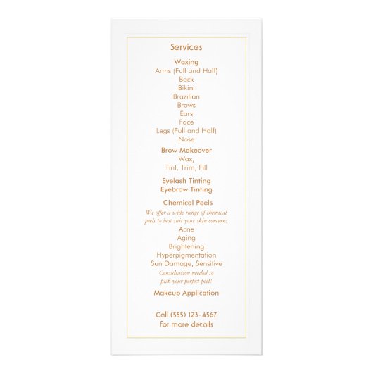 Cosmetology Spa en Salon White Leaves Gray Menu (Achterkant)