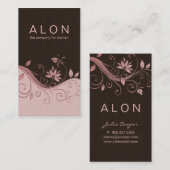 Cosmetology Visitekaartje Elegant Floral Pink (Voorkant / Achterkant)