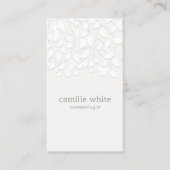 Cosmetology White Embossed look Leaves Visitekaartje (Voorkant)