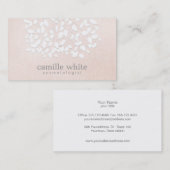 Cosmetology White Leaves Roze Linnen Look Visitekaartje (Voorkant / Achterkant)