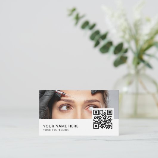 Cosmetoloog Botox injecties QR-code Visitekaartje (Staand voorkant)