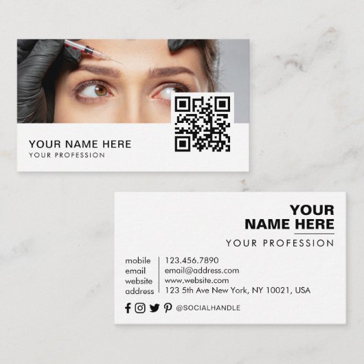 Cosmetoloog Botox injecties QR-code Visitekaartje (Voorkant / Achterkant)