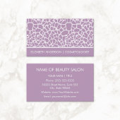 Cosmetoloog Chique Paarse Giraffe Dierenprint Visitekaartje