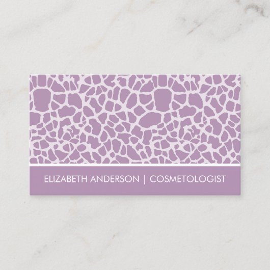 Cosmetoloog Chique Paarse Giraffe Dierenprint Visitekaartje (Voorkant)