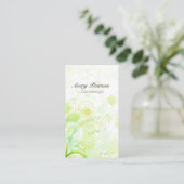 Cosmetoloog Elegant Pastel Groene Bloemen Swirls Visitekaartje (Staand voorkant)