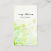 Cosmetoloog Elegant Pastel Groene Bloemen Swirls Visitekaartje (Voorkant)