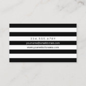 Cosmetoloog Gold Calligraphy Black White Stripes Visitekaartje (Achterkant)
