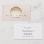 Cosmetoloog Gouden Zen Cirkel Roze Linnen Kijk Visitekaartje (Voorkant / Achterkant)
