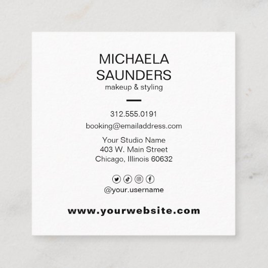 Cosmetoloog Makeup Artist Silver Glitter Drip Vierkante Visitekaartje (Achterkant)