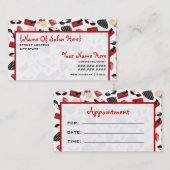 Cosmetoloog Salon Appointment Girly Red Afsprakenkaartje (Voorkant / Achterkant)