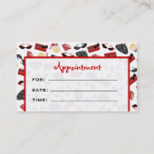 Cosmetoloog Salon Appointment Girly Red Afsprakenkaartje (Achterkant)