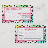 Cosmetoloog Salon Appointment Neon Leopard Print Afsprakenkaartje (Voorkant / Achterkant)