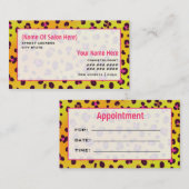 Cosmetoloog Salon Benoeming Oranje leopard Afsprakenkaartje (Voorkant / Achterkant)