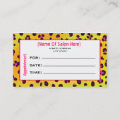 Cosmetoloog Salon Benoeming Oranje leopard Afsprakenkaartje (Achterkant)