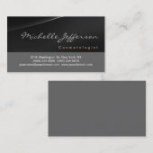 Cosmetoloog Script Grey Black Visitekaartje (Voorkant / Achterkant)