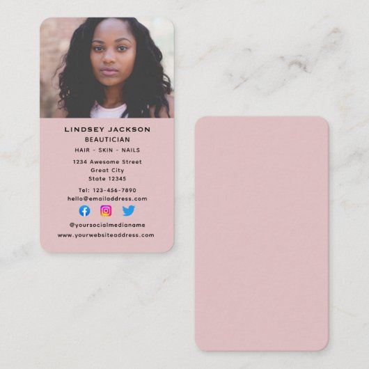 Cosmetoloog Verticaal Visitekaartje (Voorkant / Achterkant)