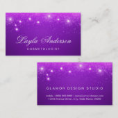 Cosmetoloog - Violet Paars glam Starry Sparkles Visitekaartje (Voorkant / Achterkant)