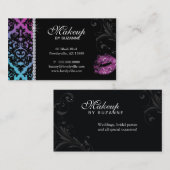 Cosmetoloog Visitekaartje Damask Blue Roze (Voorkant / Achterkant)