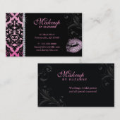 Cosmetoloog Visitekaartje Damask Glitter Pink (Voorkant / Achterkant)