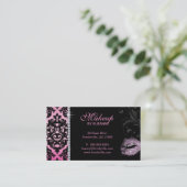 Cosmetoloog Visitekaartje Damask Glitter Pink (Staand voorkant)