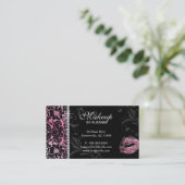 Cosmetoloog Visitekaartje Floral Glitter Pink (Staand voorkant)