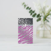 Cosmetoloog Visitekaartje Glitter Zebra PB (Staand voorkant)