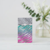 Cosmetoloog Visitekaartje Glitter Zebra Roze S (Staand voorkant)