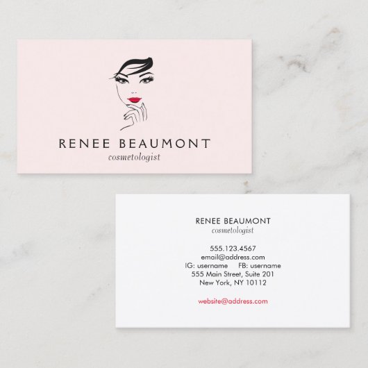 Cosmetoloog Womans Face Visitekaartje (Voorkant / Achterkant)