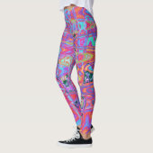 Cosmic Abstract Rainbow Colors Retro Ripples Leggings (Links)