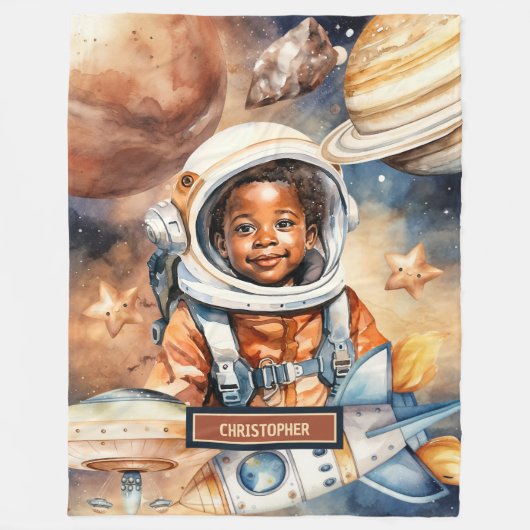 Cosmic Adventure Blanket Gift voor jonge astronaut Fleece Deken (Voorkant)