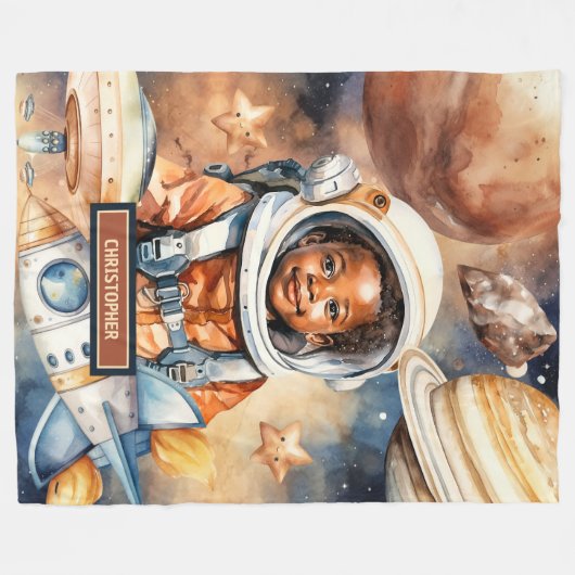 Cosmic Adventure Blanket Gift voor jonge astronaut Fleece Deken (Voorkant (Horizontaal))