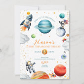 Cosmic Adventure Waterverf Space Verjaardag Kaart (Voorkant)