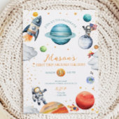 Cosmic Adventure Waterverf Space Verjaardag Kaart