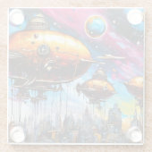 Cosmic Airship Glazen Onderzetter (Achterkant)