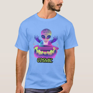 Cosmic Alien Art - Vibrant Space-Themd T-shirt