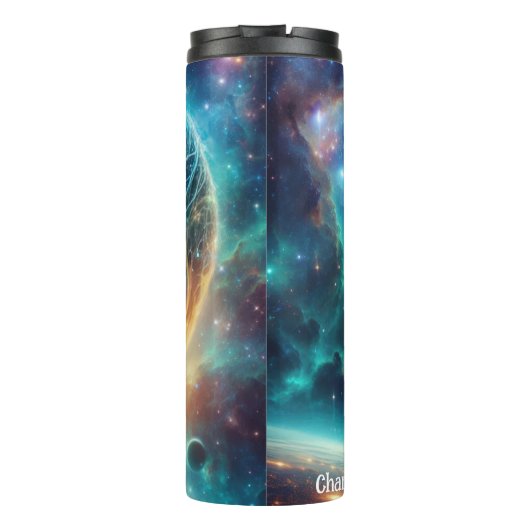 Cosmic Alien: Serene, Galactische Wijsheid Thermosbeker (Achterkant)