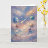 Cosmic Art Card – Planets & Galaxies Kaart (Gele Bloem)