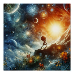 Cosmic Ascent - Surreal Wall Art Poster van de men