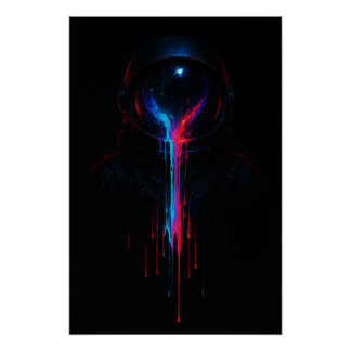 Cosmic Astronaut Drip – Neon Space Art Print Perfect Poster