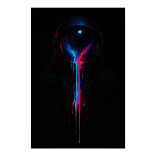 Cosmic Astronaut Drip – Neon Space Art Print Perfect Poster (Voorkant)