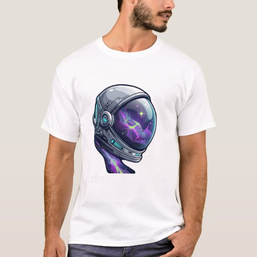 Cosmic Astronaut Gamer T-shirt | Neon Space Melkwe (Voorkant)
