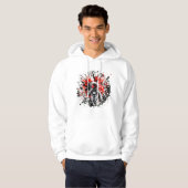 Cosmic Astronaut - Rode Uitbarsting Witte Hoodie (Voorkant volledig)