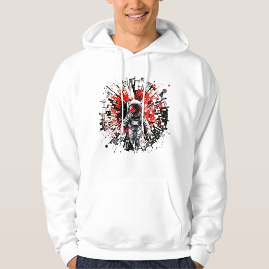 Cosmic Astronaut - Rode Uitbarsting Witte Hoodie (Voorkant)