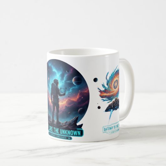 Cosmic Astronaut Unknown Space Explorer Deep Mug Koffiemok (Voorkant rechts)