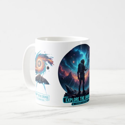 Cosmic Astronaut Unknown Space Explorer Deep Mug Koffiemok (Voorkant links)