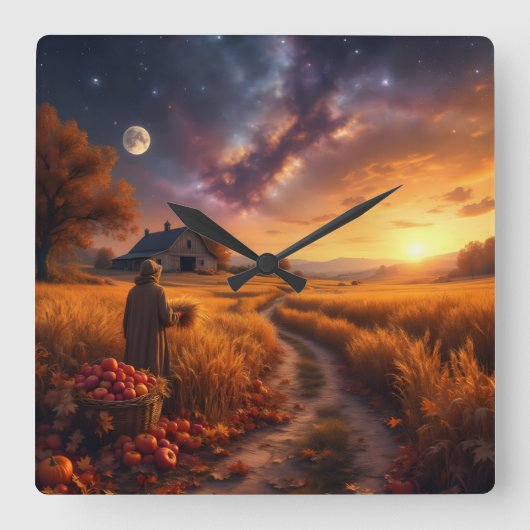 Cosmic Autumn Harvest Leggings Tights Vierkante Klok (Voorkant)