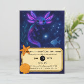 Cosmic Axolotl tussen sterren verjaardag Kaart (Staand voorkant)