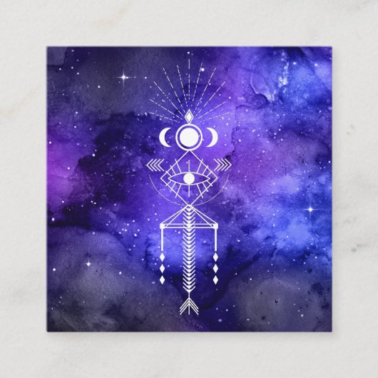 *~* Cosmic Aztec Tribal Sacred Celestial Shaman Vierkante Visitekaartje (Voorkant)