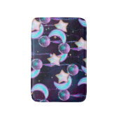 Cosmic Balloons | Blauwe Paarse moonsterstrippen Badmat (Voorkant Verticaal)