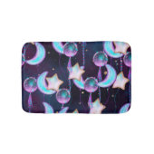 Cosmic Balloons | Blauwe Paarse moonsterstrippen Badmat (Voorkant)